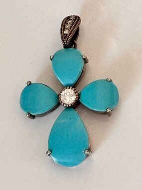Vintage Turquoise gemstone cross pendant